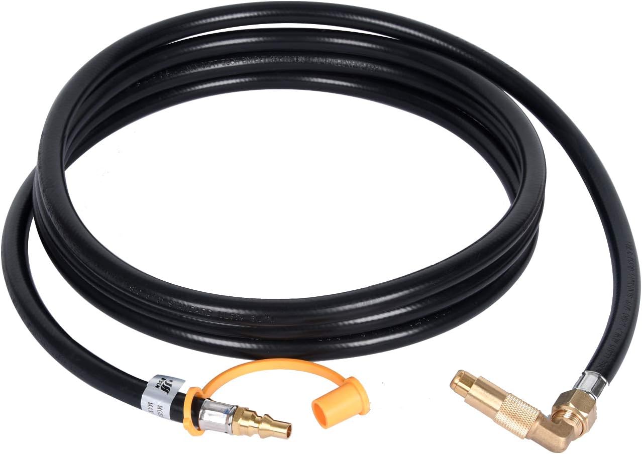 GasSaf 12 FT RV Quick Connect Propane Hose - 1/4" Quick Connect Extension Hose with Propane Elbow Adapter for Blackstone 17"/22" Griddle