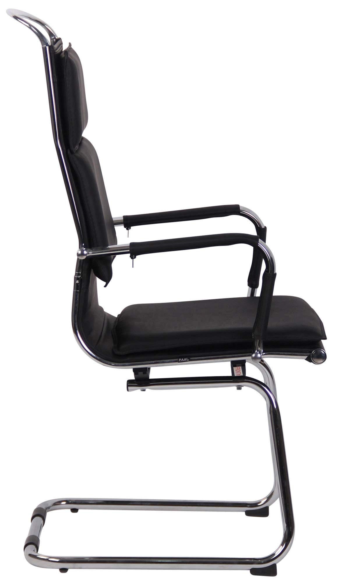 Chaise De Bureau Ergonomique Hakon CLP - Structure Métal Chromé, Assise Noir, Accoudoirs, Cantilever