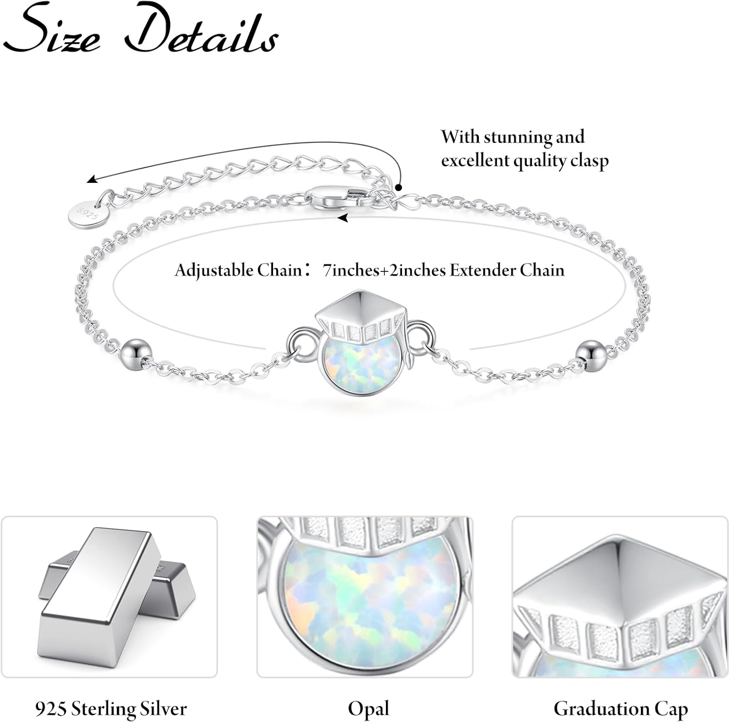 Palpitate Graduation Gifts for Her 925 Sterling Silver Graduation Cap Bracelet Birthday Graduate Jewelry Gifts