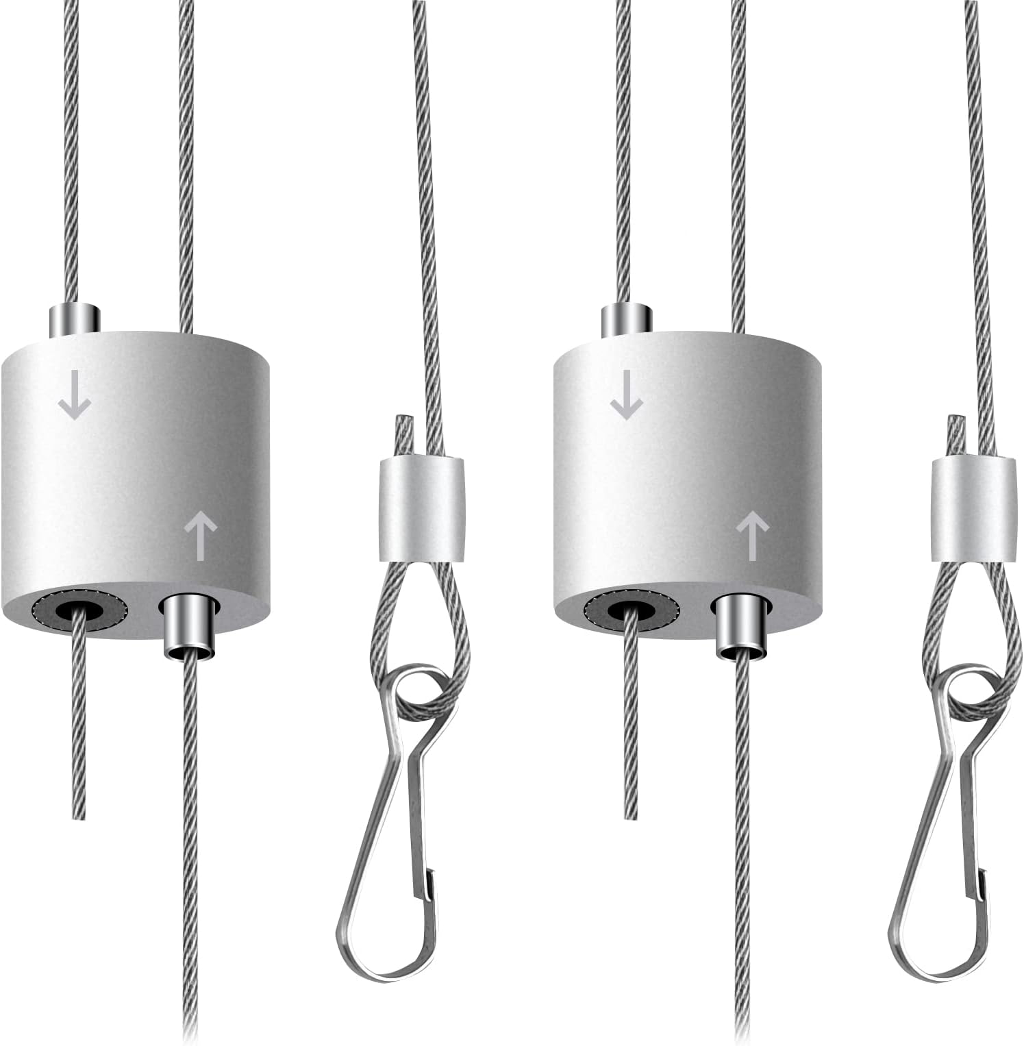 SZHLUX Rope Hanger-3.3FT&67lbs Weight Capacity, 1 Pairs Adjustable Stainless Steel Wire Loose-Proof Design for Growing Light Fixtures, Silver