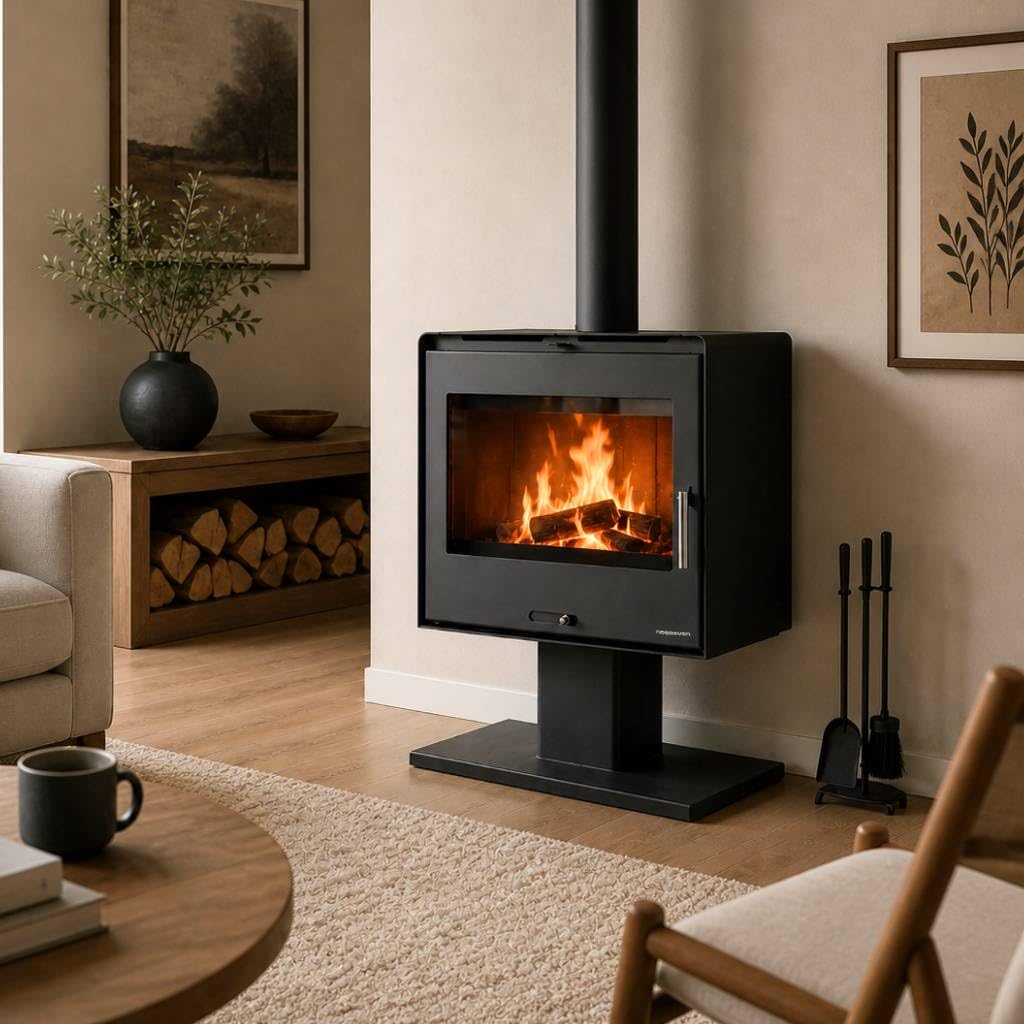 Kaminofen Holzofen Wohnzimmer Holzkamin 10 kW 5070 Holz Ofen Kamin Heizofen Schwedenofen Mehrfachbelegung