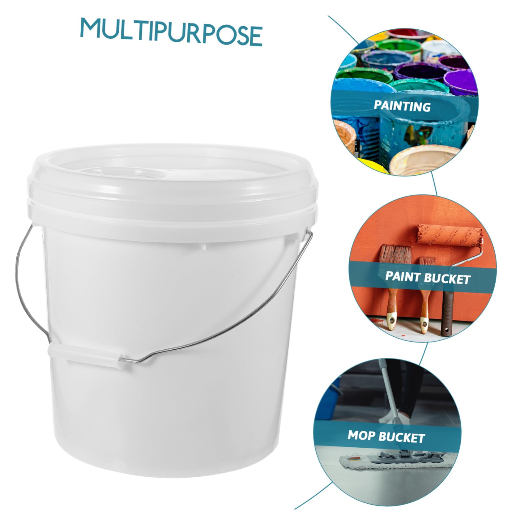 POPETPOP Cubo de Pintura Redondo de 10 litros White con Tapa Hdpe