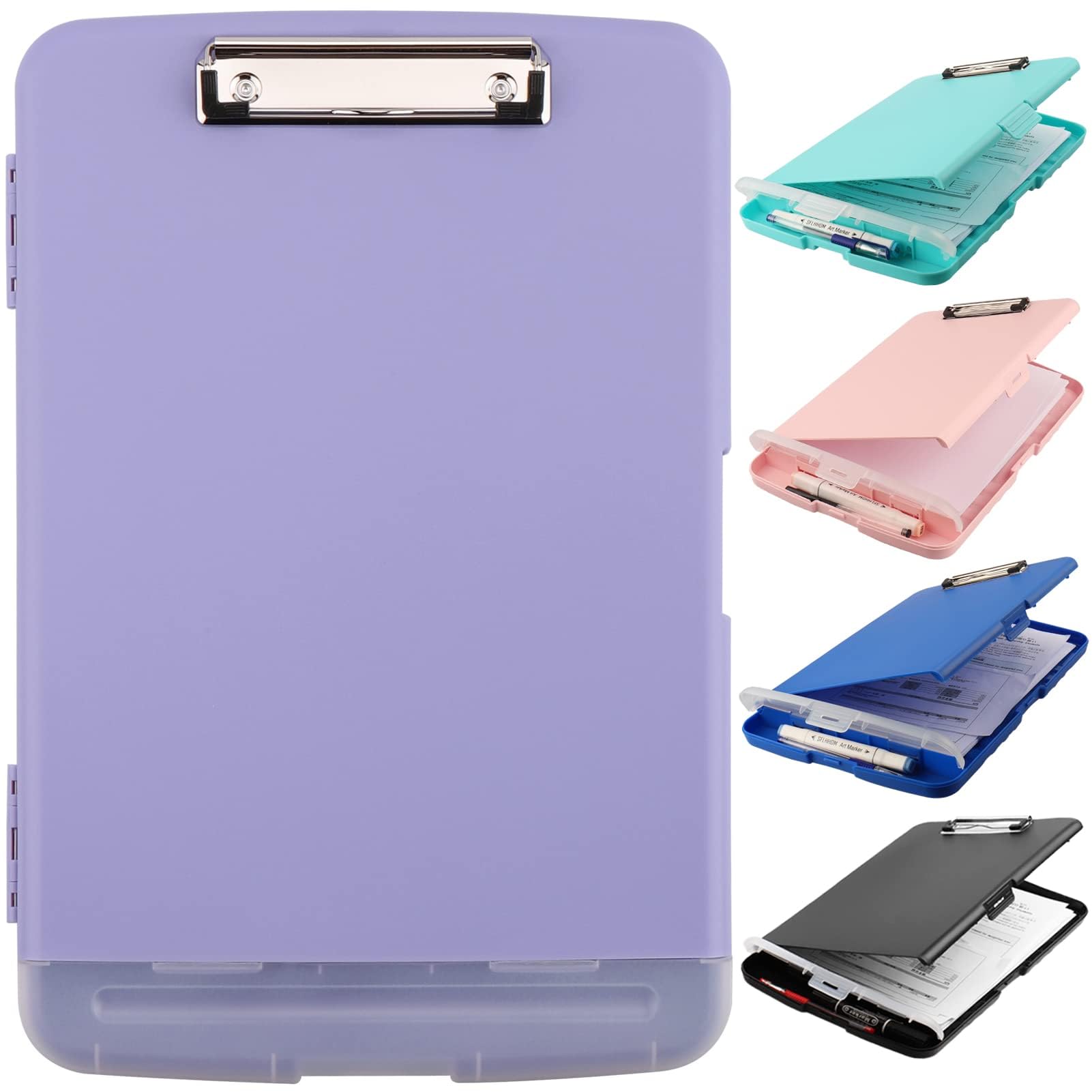SFLHHDM Clipboard with Storage, Clip Boards 8.5x11, Plastic Clipboard with Pen Holder, Purple Clipboards, Clip Board Folder for Women Teachers Work, School & Office Supplies