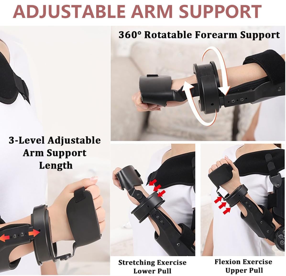 Allenatore Di Flessione Ed Estensione Del Gomito - Protettore Del Gomito per La Riabilitazione Del Braccio Emiplegico, Stecca Stabilizzatrice Post-Operatoria per Pazienti Con Emiplegia Da Ictus Left