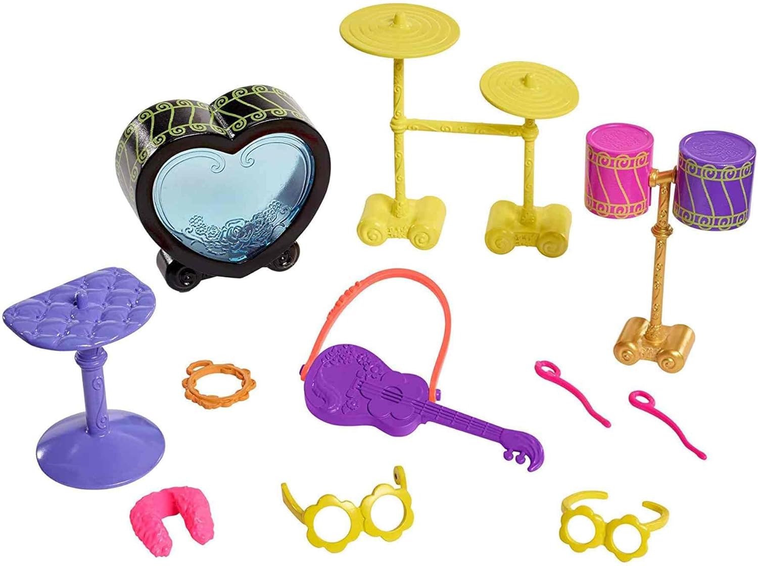 Mattel Enchantimals Rockin' Drumset Playset -Sage Skunk (6-in) and Caper Animal Figure