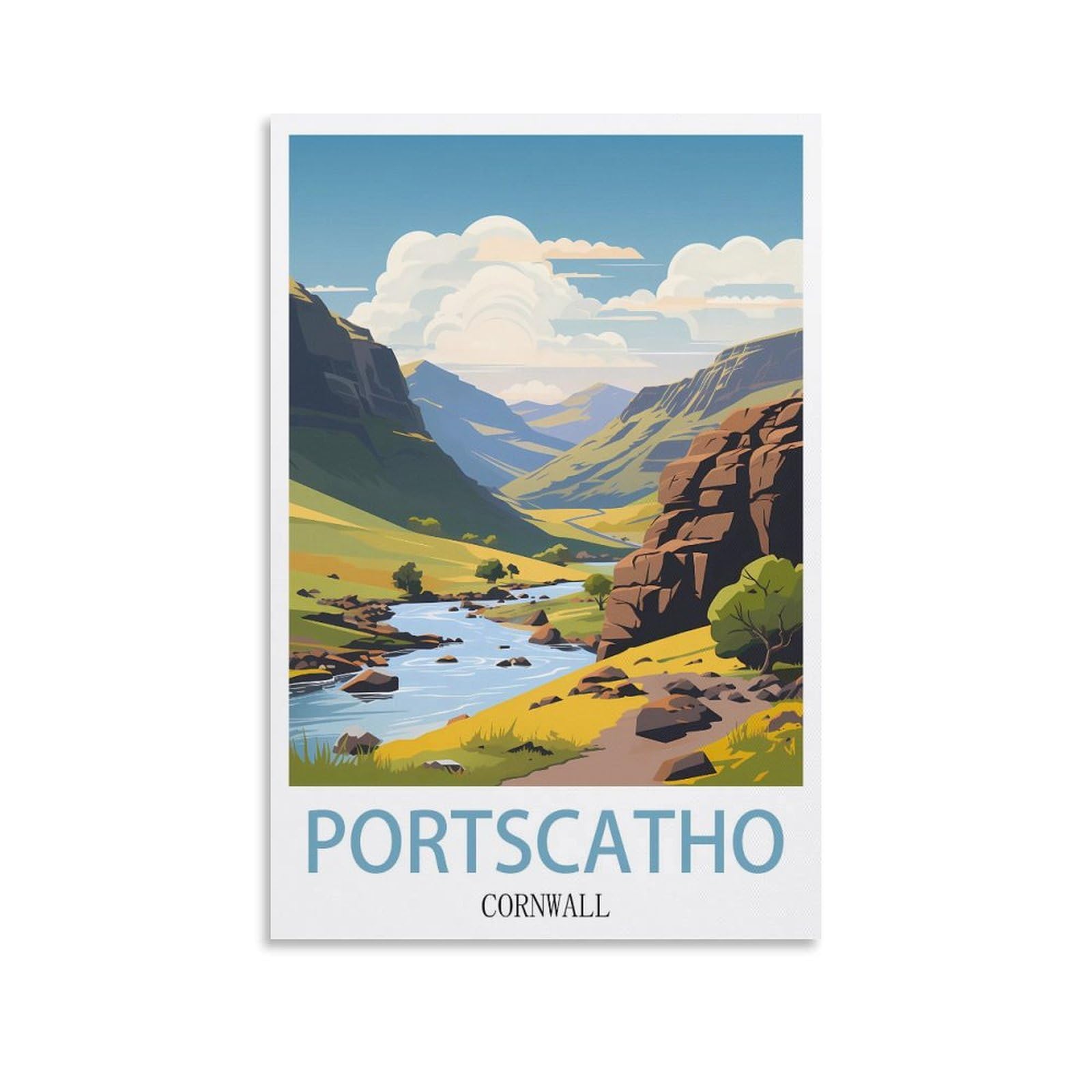 Metal Tin Sign,Portscatho Cornwall,Metal Wall Decorative Tin Signs for Home Kitchen Bar Coffee Shop Club Orchard Decoration 15x30cm