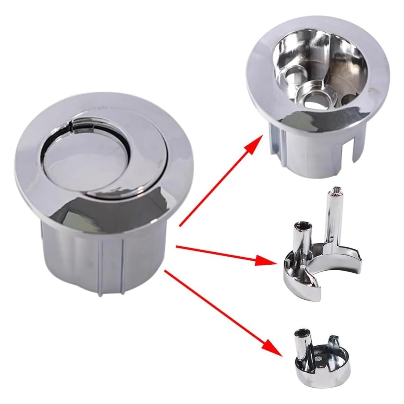Compatible Con ROCA, Válvula De Llenado Con Botón De Descarga Doble | D2D, AH0001800, doble descarga, pulsador, válvula de llenado, cisterna, modernización, ajuste a presión