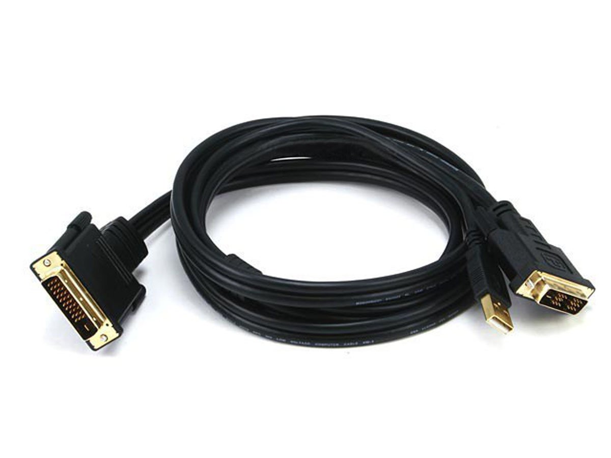 Monoprice 6FT 28AWG DVI-D & USB (A Type) to M1-D (P&D) Cable - Black