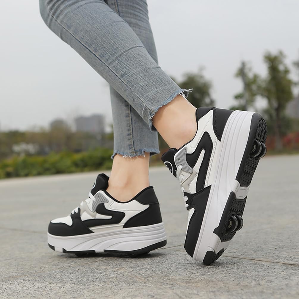 Dziewczęce buty na kółkach dla chłopców buty do deskorolki dla dzieci 2 w 1 wielofunkcyjne buty na rolkach buty na rolkach buty damskie, Rolka S4, 41 EU