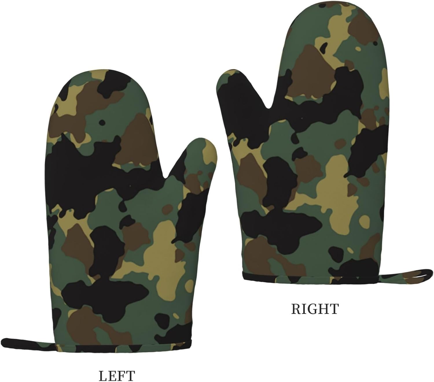 Camouflage Pattern Oven Mitts and Pot Holders Set of 4 Heat Resistant Kitchen Gloves with Silicone Palm Hot Pads for Baking Cooking Grilling BBQ