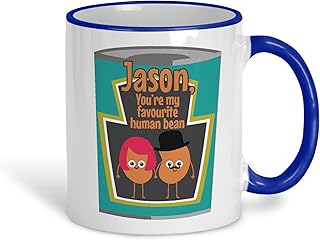 My Favourite Human Bean Baked Beans Heinz Personalised Mug Valentine's Day Boyfriend Girlfriend Gift Partner Love (White and Blue)