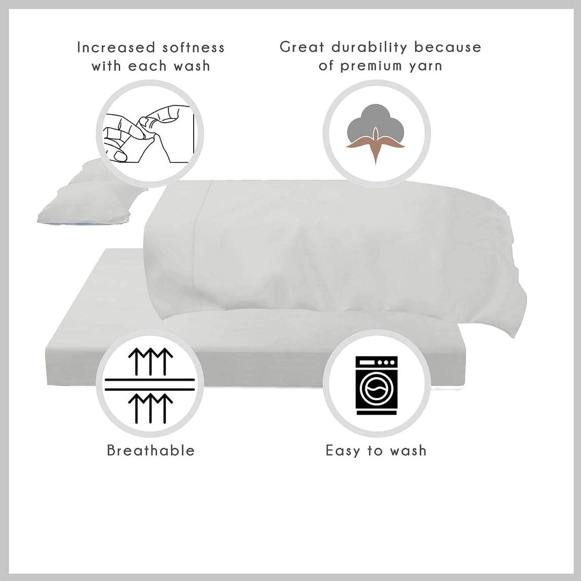 Queen Bed Sheet Set - 800 Thread Count Extra Deep - 100% Egyptian Cotton 4 Piece Sheet Set Queen Size Fit Up 15" Inch to 18" Inch Deep Pocket Striped (Ivory)