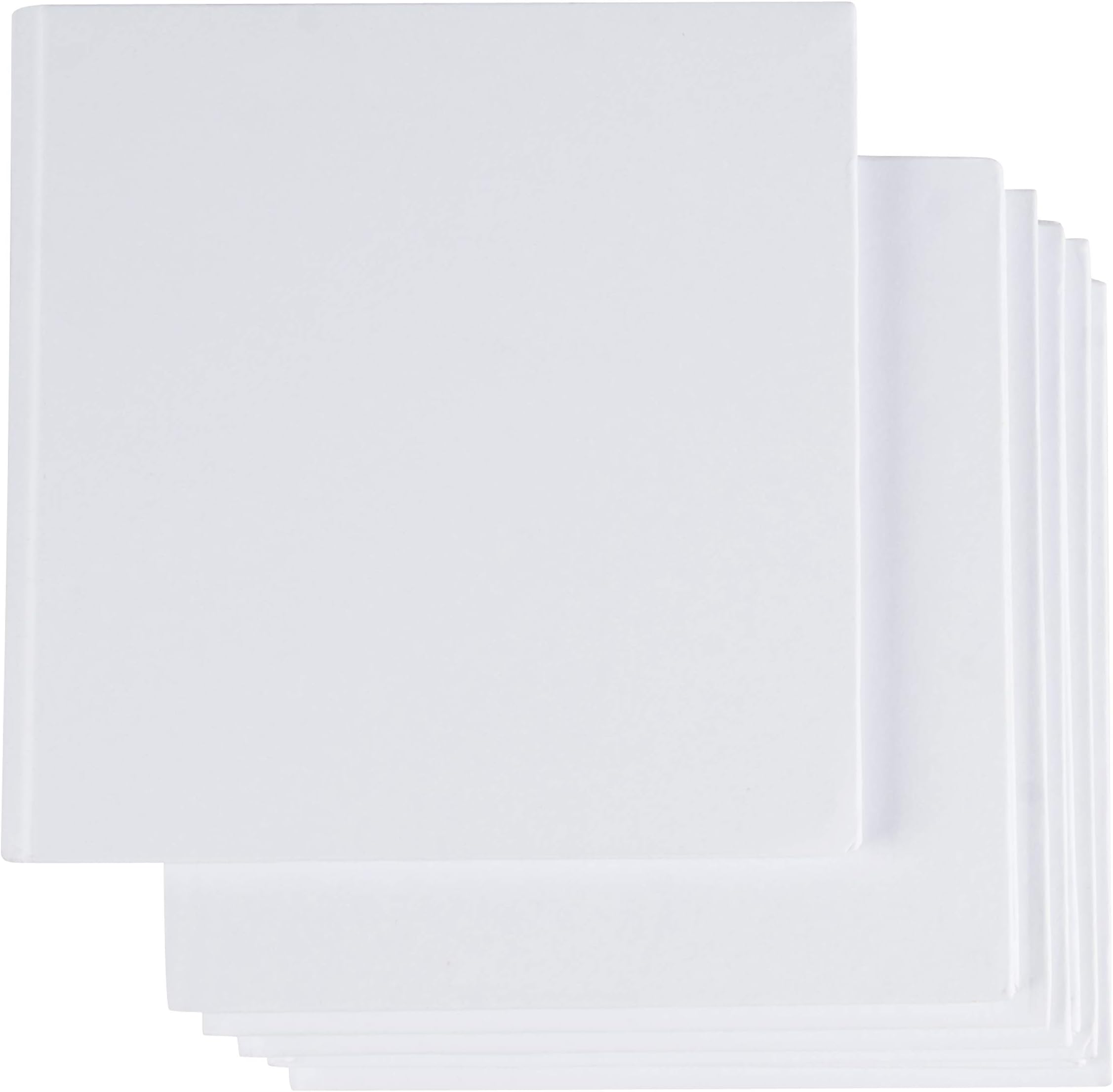 Hardcover Blank Book - 6-Pack Unlined Sketchbooks, Unruled Plain Travel Journals for Students Sketches, Children's Writing Books, Creative Class Projects, White, 5 x 5 Inches, 18 Sheets Each