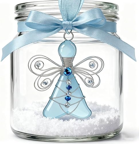 Miniatura 7 de Handmade Sea Glass Angel Ornament,Handmade Silver Wire-Wrapped Angel Christmas Decoration,H-andmade Coastal Beach Christmas Decor for Tree,Xmas