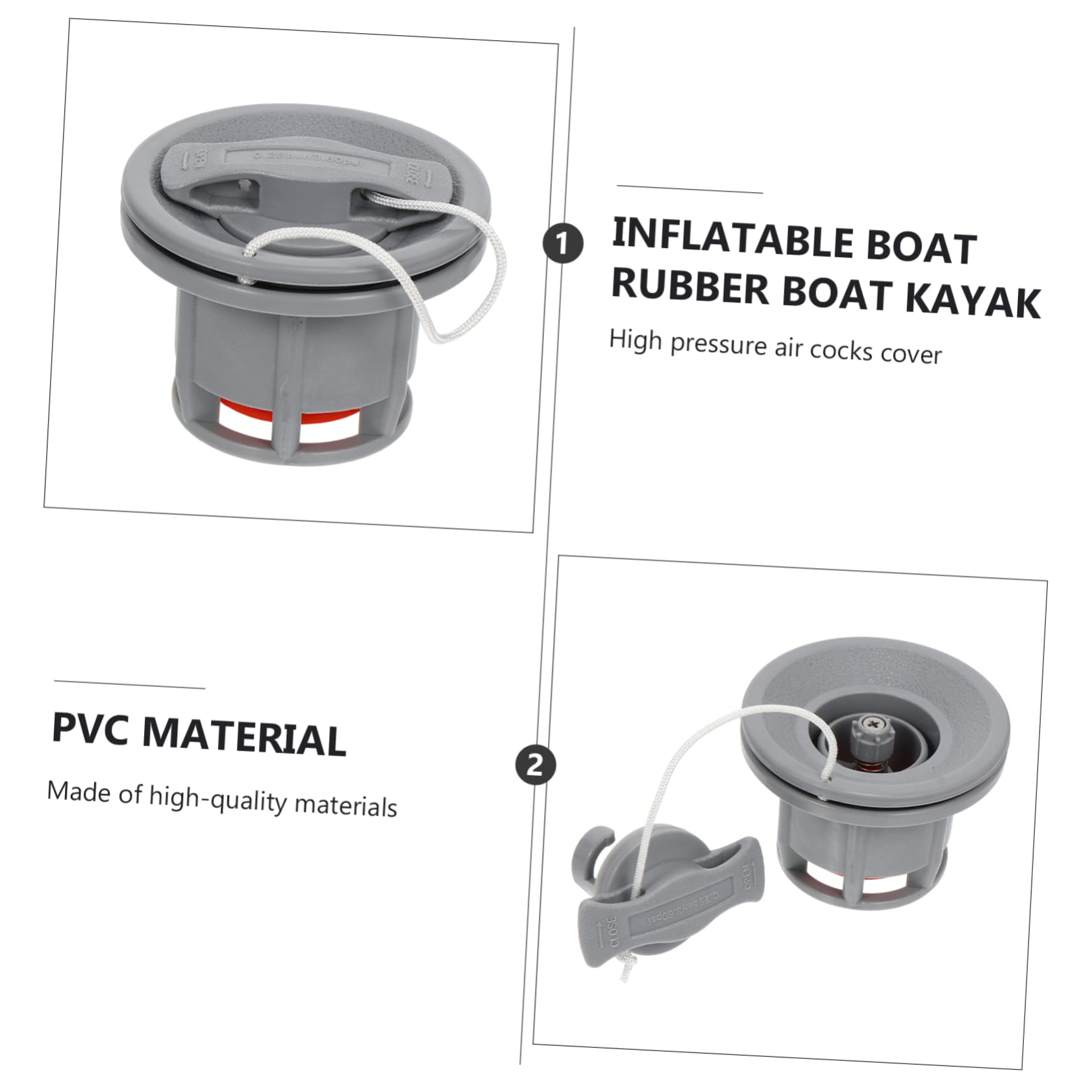 TOYANDONA valvola dell'aria del kayak gonfiabile valvola della barca valvole inflatable emozionauti accessori per barche accessori per pompe ad aria Protezione ambientale in pvc Grey