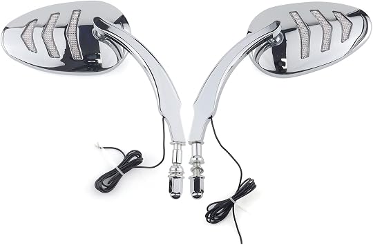 Motorcycle Rearview Mirror Chrome With Sequential Integrated Arrow LED Turn Signal Light Side Mirrors for Harley-Davidson Bobber Cruiser Custom