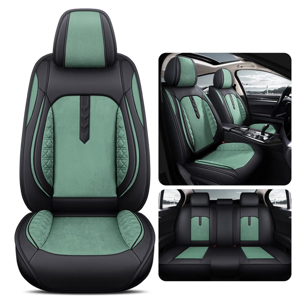 Poduszki do siedzenia samochodowego Poduszki PU Leather, Premium PU Skórzane pokrywy Siedzenia Kompatybilny z 95% samochodów (Sedan/SUV/Pickup/Van) do Akcesoriów Auto Wnętrza,Green ~ standard