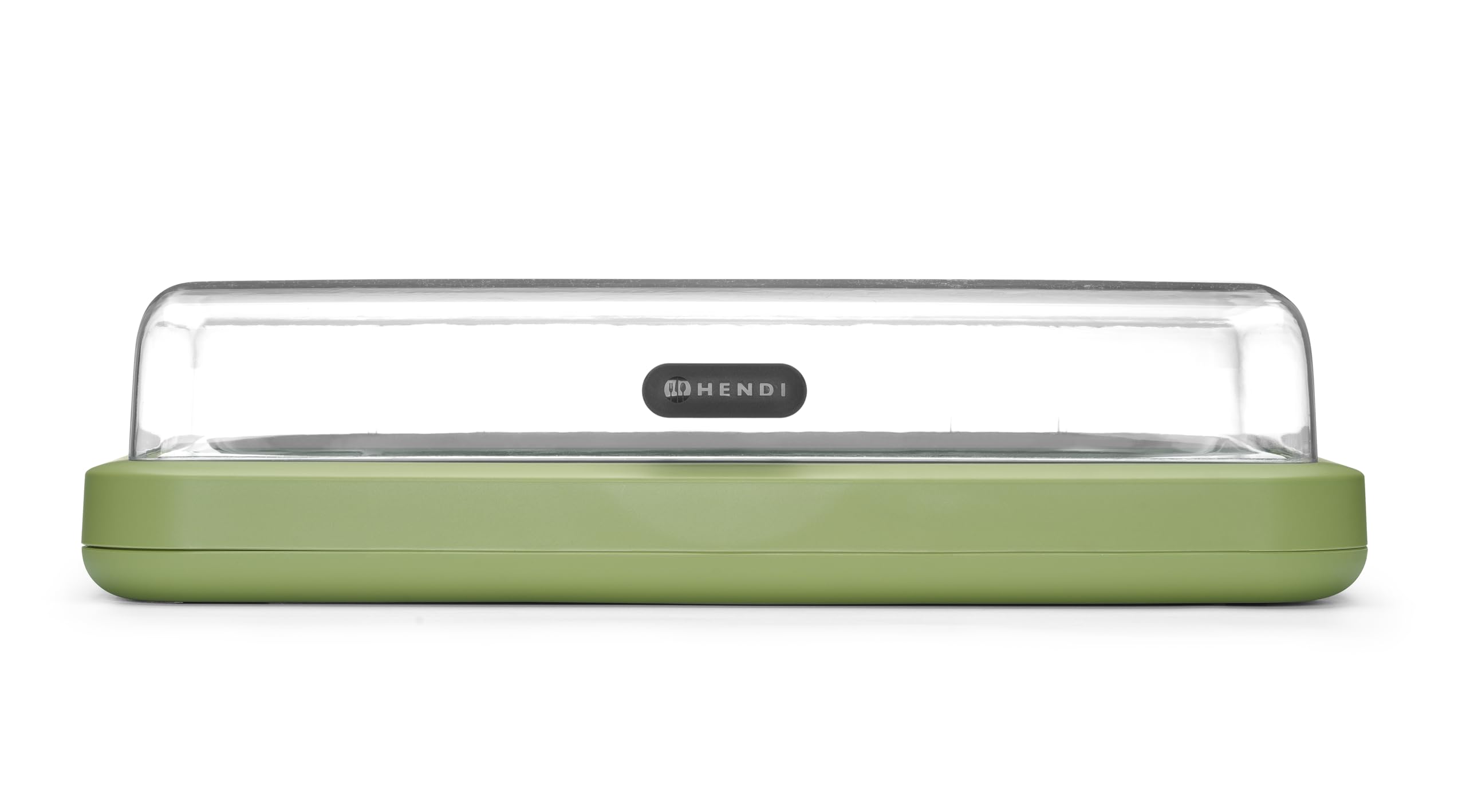 HENDI Vetrina refrigerata UNIQ con coperchio ribaltabile in ABS, set con vassoio in acciaio inox GN 1/1, elemento refrigerante, 593x389x(H)147mm, polipropilene, verde