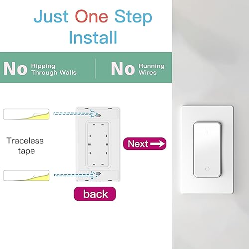 Miniatura 5 de UTOI Enchufe de toma de control remoto con interruptor remoto, interruptor de luz inalámbrico de largo alcance para lámparas y electrodomésticos de