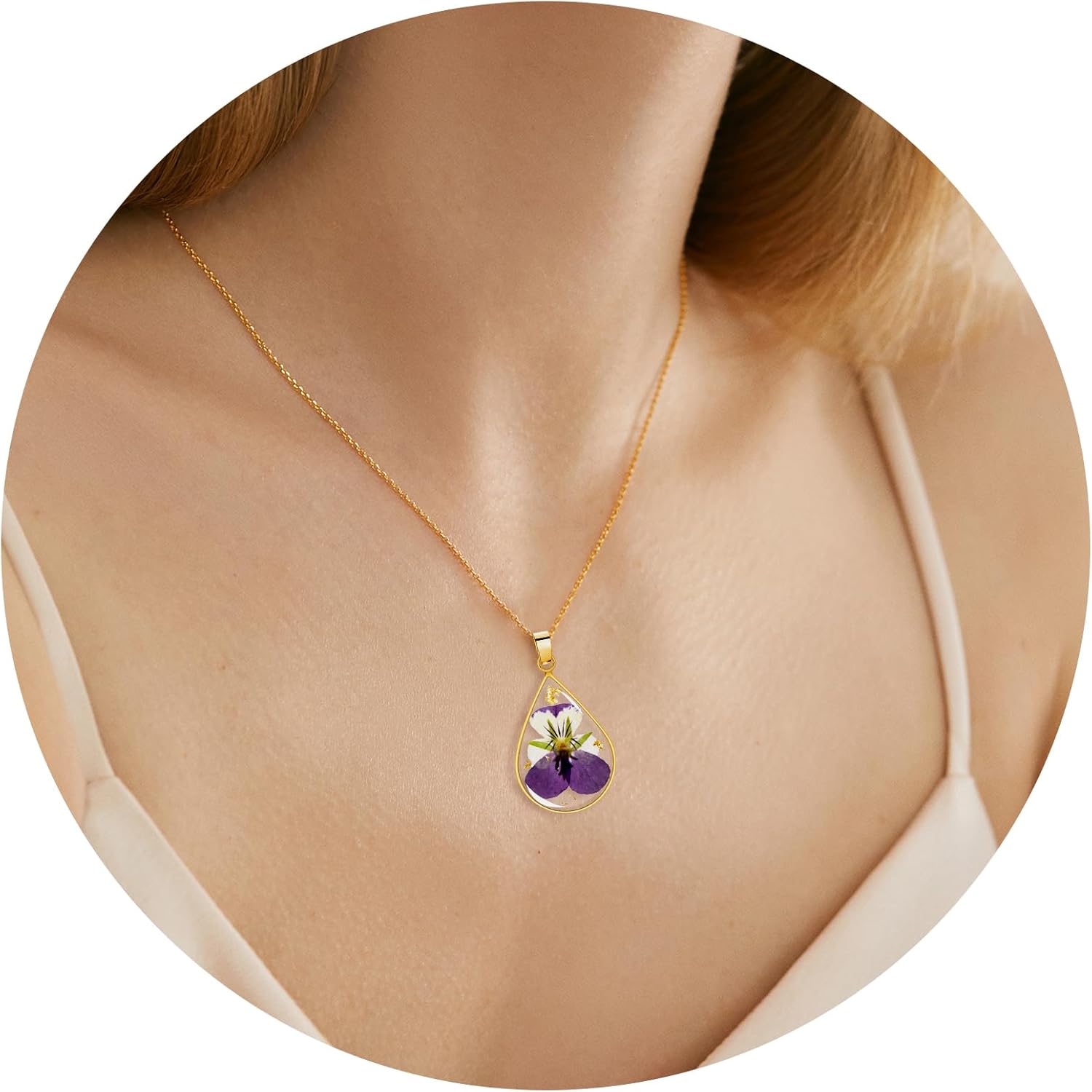 Pressed Flower Necklace,Personalized Handmade Necklace,Birth Flower Necklace For Women,Unique Resin Flower Necklace,Perfect Gifts For Birthday,Party, Christmas-18 - Image 4