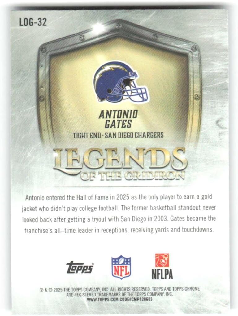 2025 Topps Chrome Legends of the Gridiron #LOG-32 Antonio Gates San Diego Chargers NFL Trading Card image 2