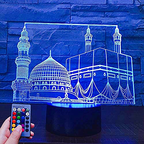 3D Islamisches Schloss Nachtlicht USB Dekor Tisch Schreibtisch Optische Illusion Lampen 16 Farbwechsel Lichter LED Tischlampe Weihnachten Home Love Geburtstag Kinder Kinder Deko Spielzeug Geschenk Cover