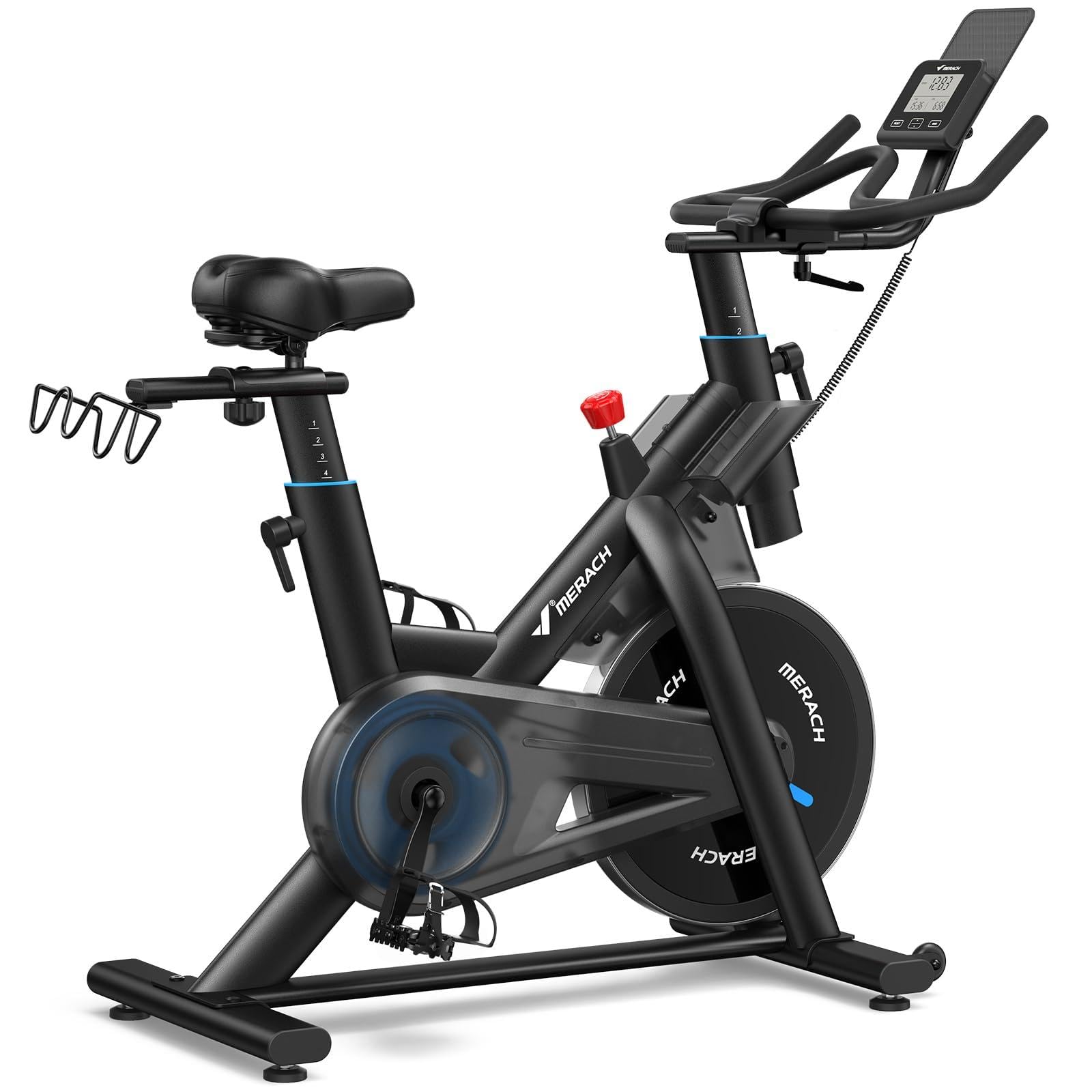 MERACH Profi-Heimtrainer Fahrrad mit 10kg Schwungrad, Max Laufruhe und Stabilität, Studio-ähnliches Training zu Hause, Leises Magnetbremssystem, Stoßdämpfender Luftkissensattel, Eigene App, Bis 158KG