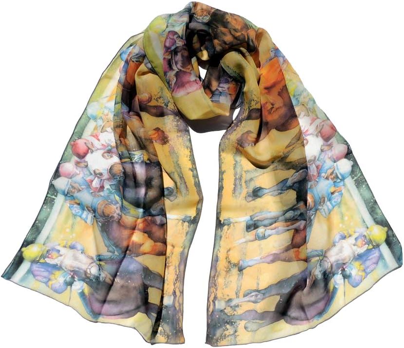 Horse Racing Scarf for Women's Kentucky Derby Gift Apparel - 16" x 72" Poly Chiffon Wrap by Cheryl Chalmers