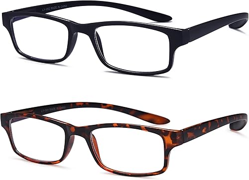 Miniatura 9 de EYEURL Paquete de 2 lentes de lectura para mujeres y hombres anteojos de bloqueo de luz azul con bisagras de resorte