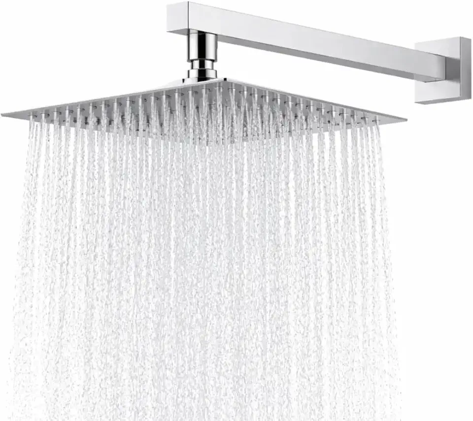 Chuveiro Ducha Para Interna e Externa em Aço inox 304 20x20 Alta Pressão Para Piscina banheiro Jardim Ducha Design Moderno Resistente e Sofisticado Anticorrosivo (Prata)