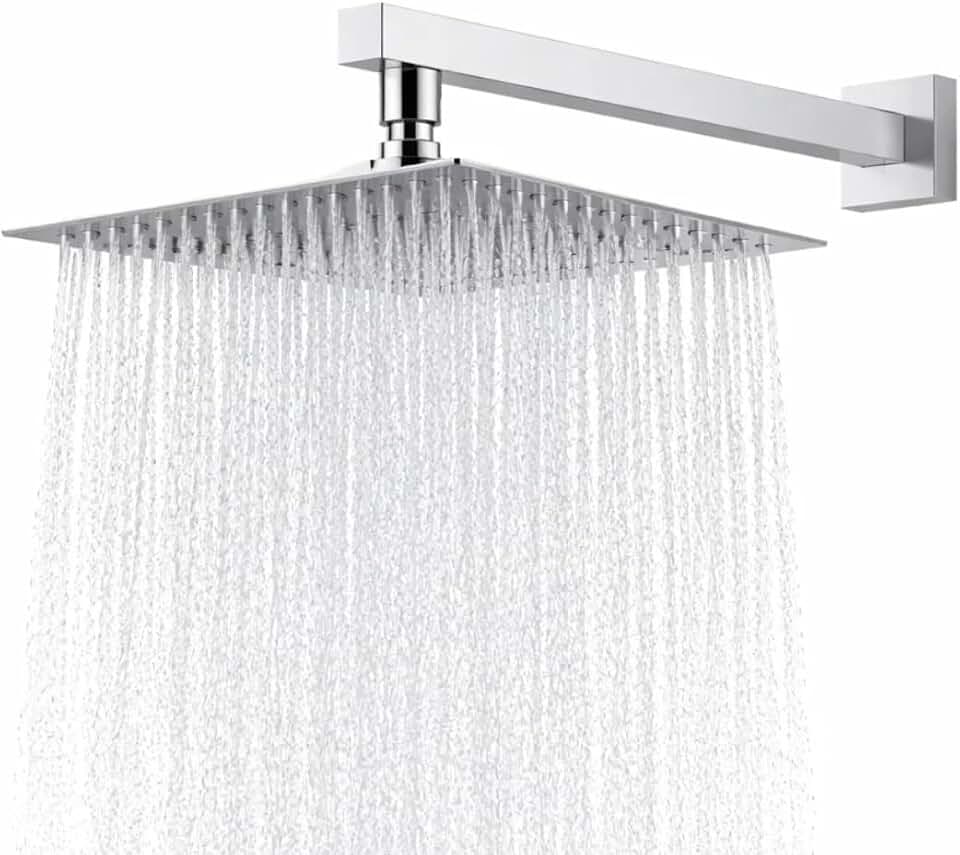 Chuveiro Ducha Para Interna e Externa em Aço inox 304 20x20 Alta Pressão Para Piscina banheiro Jardim Ducha Design Moderno Resistente e Sofisticado Anticorrosivo (Prata)