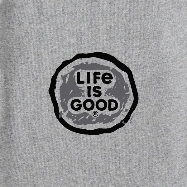 Life is Good. Men's Camp More Worry Less Long Sleeve Crusher Tee, Heather Gray