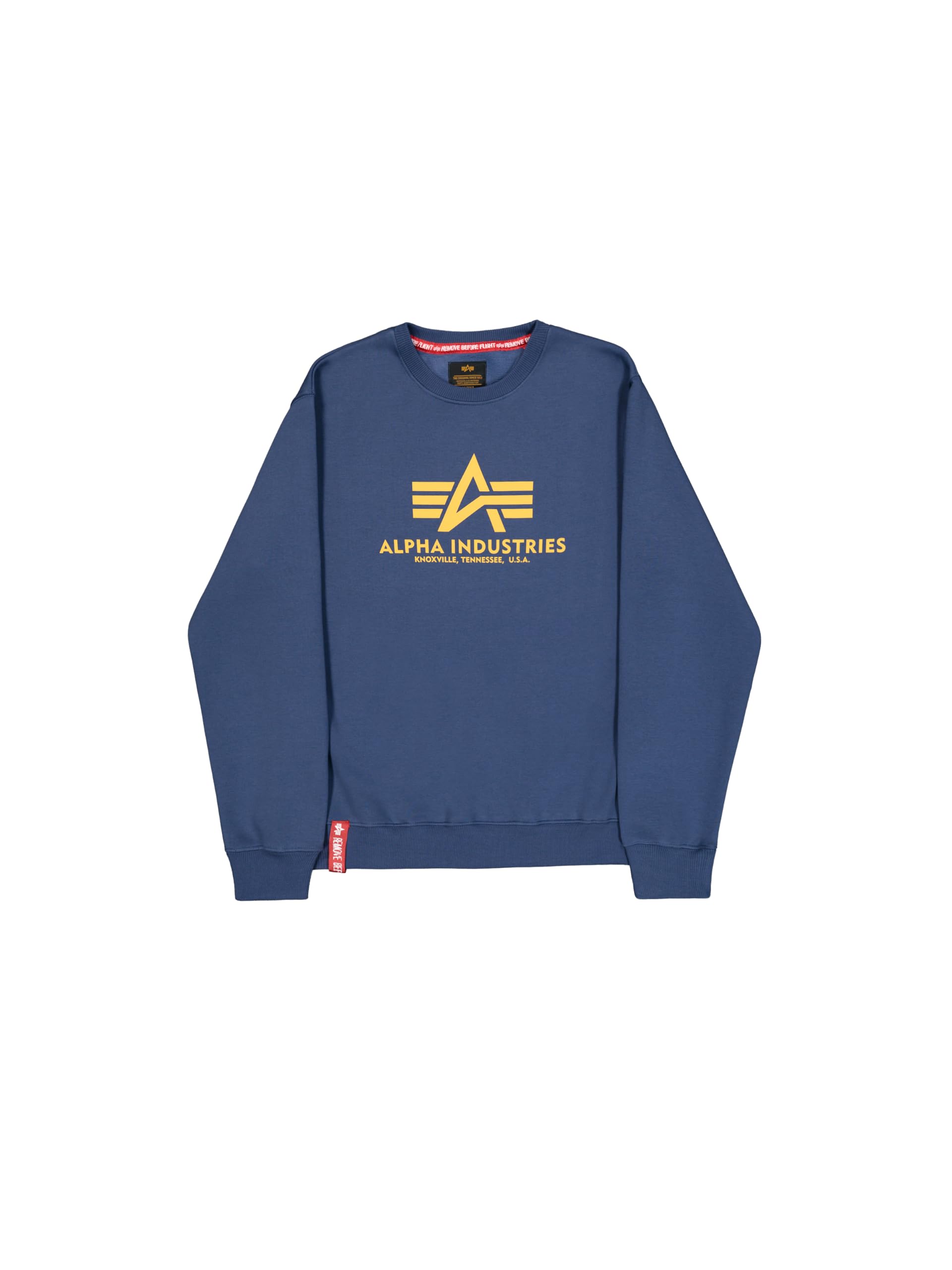 Alpha Industries Herren Basic Sweater Sweatshirt, Blickdicht, New Navy/Weizen, S