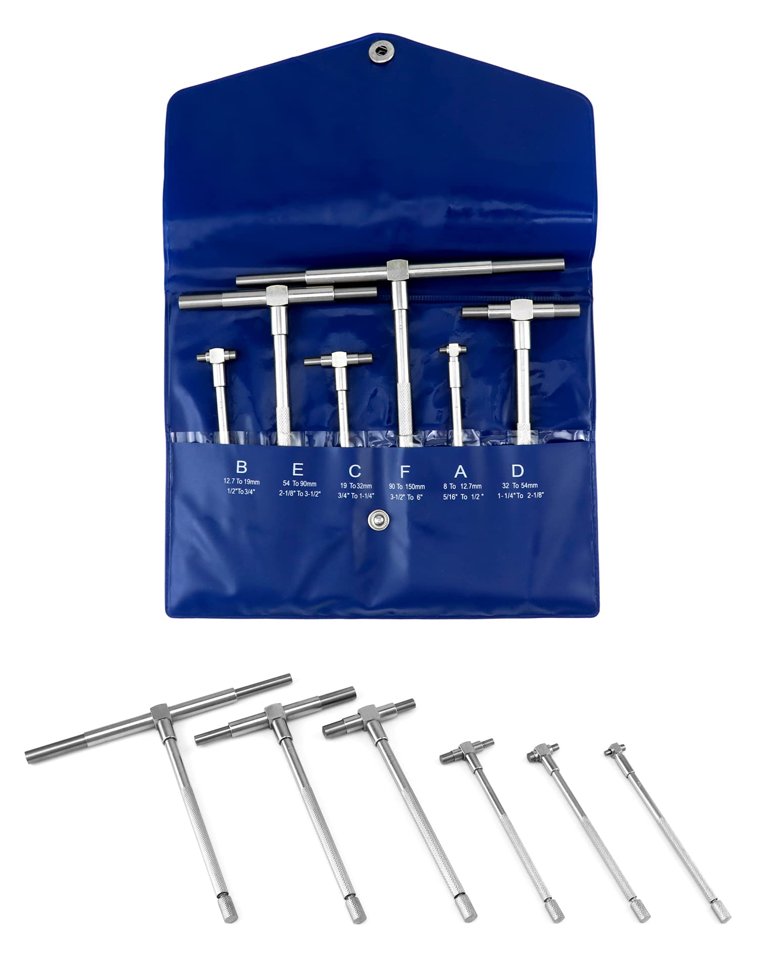 QWORK® Calibro Telescopico 8mm - 150mm Calibro Interno Set, Truschino Falegname, 6 Pezzi