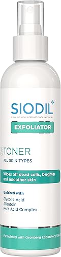 SIODIL Tónico exfoliante, tónico facial para todo tipo de piel, enriquecido con ácido glicólico, complejo de ácido frutico, desobstruye los poros y
