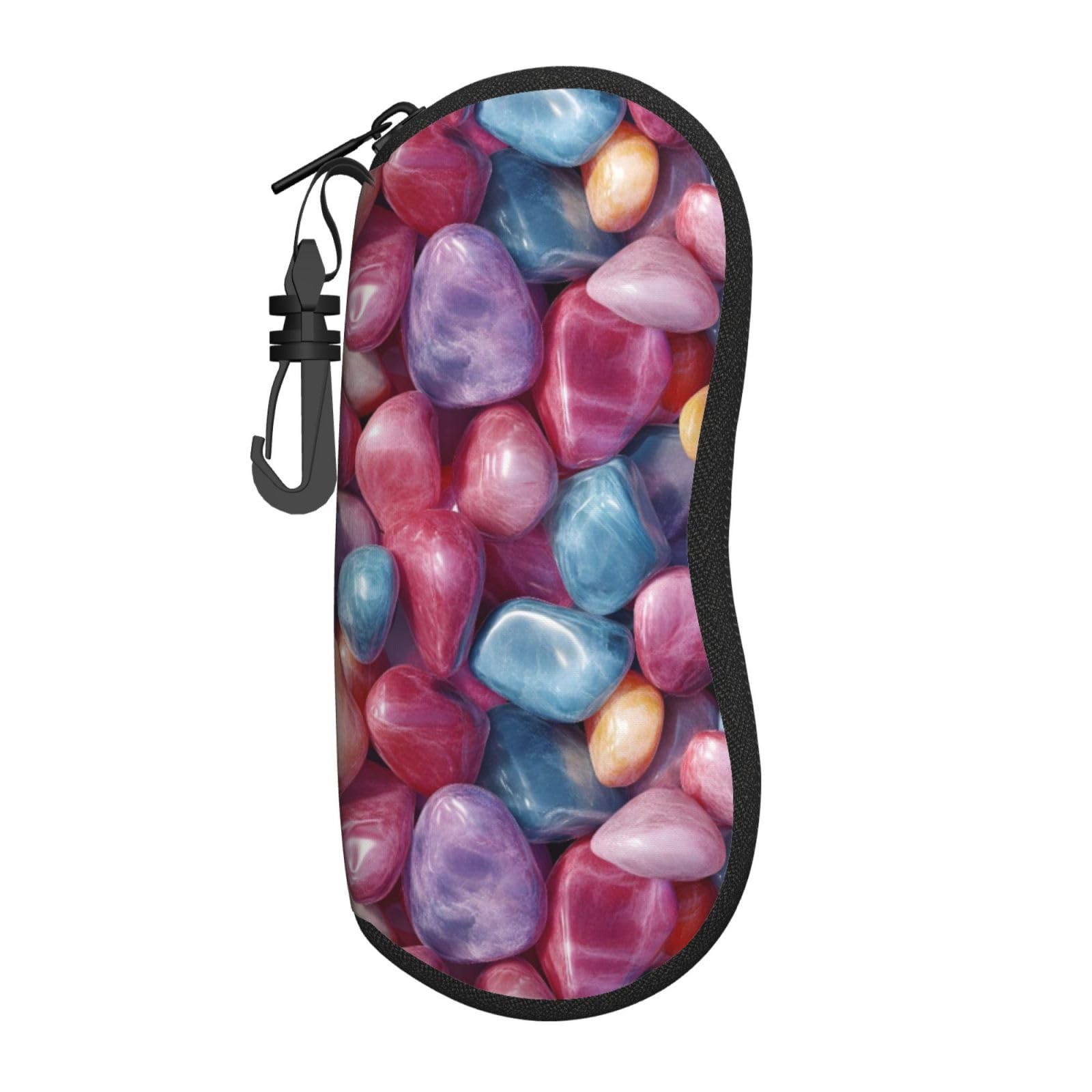 asbwuo Bright Pebbles Novelty Print Funny Glasses Case Soft Sunglasses Eyeglass Case Cute Light Glass Pouch Box With Clip