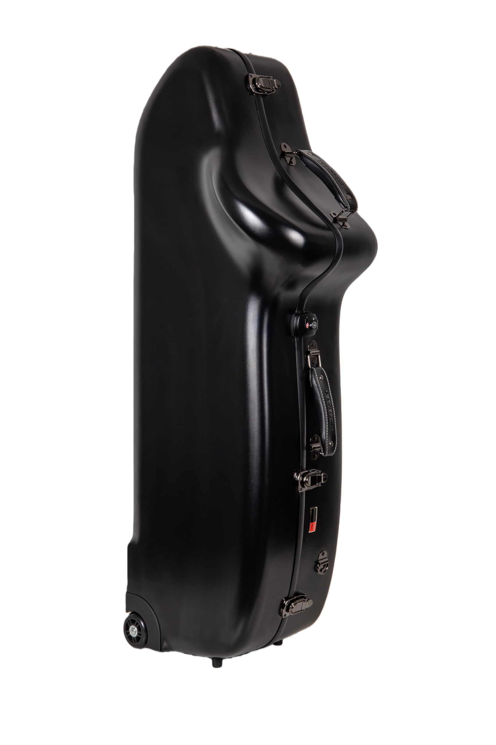 Crossrock Low-A Baritonsaxophon-Koffer mit Rollen | Polycarbonat-Hartschale, TSA-Schloss, kratzfeste Oberfläche, Stauraum für S-Bogen & Mundstück – Schwarz (CRF4050BSBK)