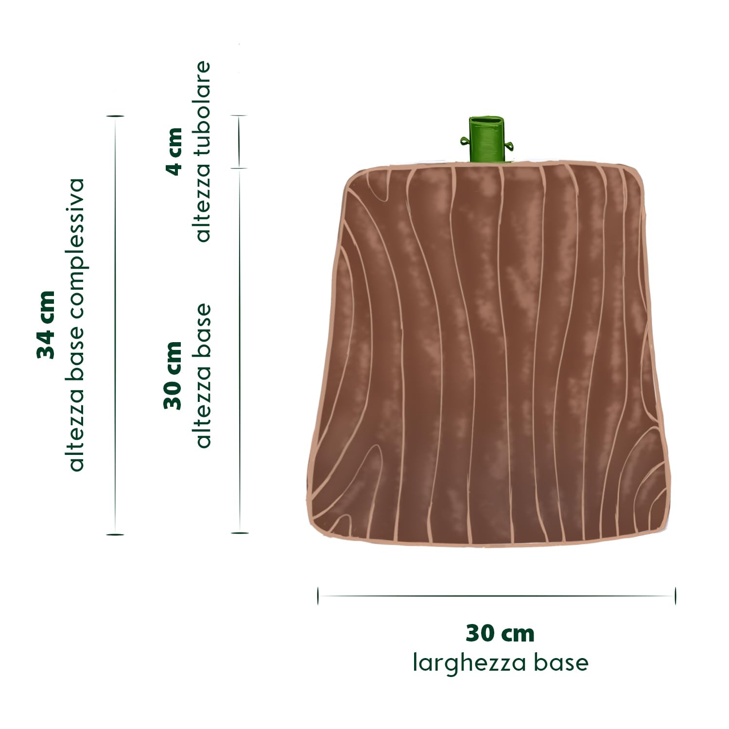 Nataland Base Tronco per Albero di Natale con Effetto Legno Naturale, Supporto Decorativo Robusto e Stabile con Aggancio Universale per Alberi Fino A 210 cm
