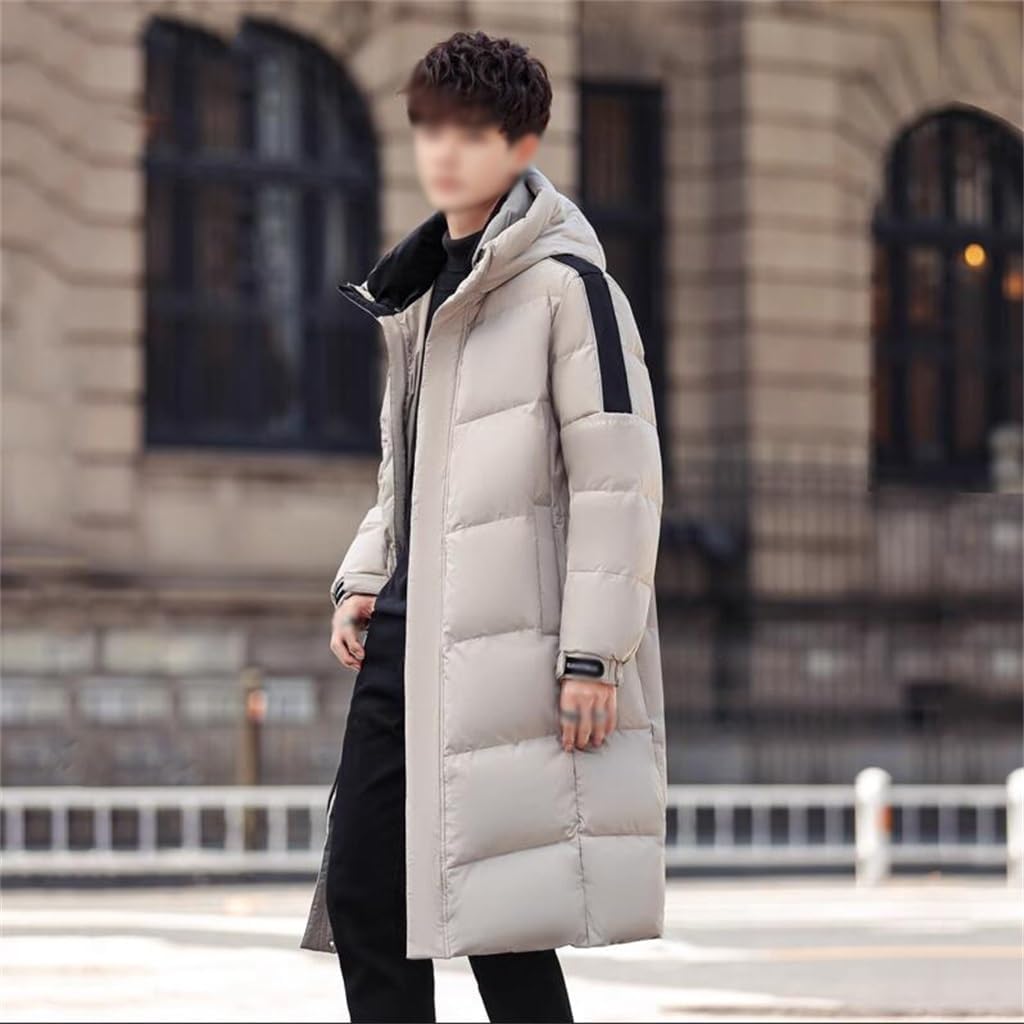VIDI Winter Down Jacket For Men Long Over The Knee Thick Warm White Duck Lovers Coat