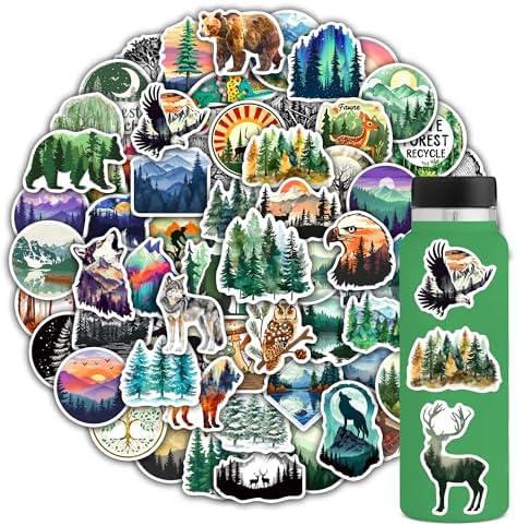102PCS Forest Stickers,Adventure Aesthetic Outdoor Stickers for B...