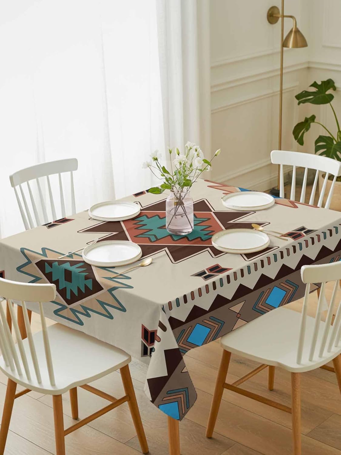 Rectangle Multicolor Boho Tablecloth Waterproof & Stainproof Tablecloths,Wipeable Table Cloth Wrinkle-Free for Round/Rectangle/Oval/Square/Party/Wedding,Western Southwest Native American Indian 60x84