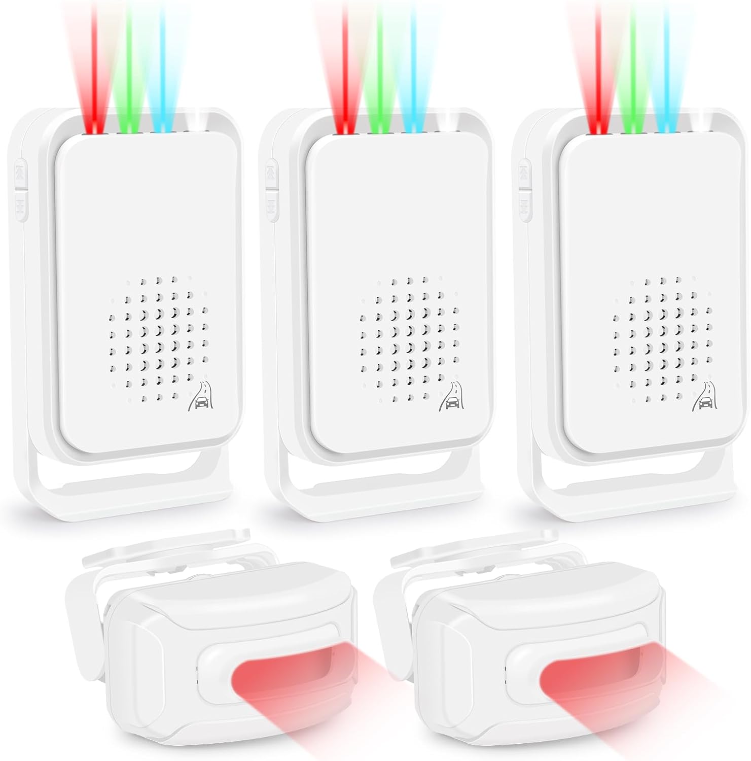 GREENCYCLE Movement Sensor Alarm Indoor Outside, Movement Detectors, Wi-fi Driveway Alarm, Residence Safety Alarm System- LED Signifies Infrared PIR Movement Sensed Shield Property -3 Receivers 2Sensors