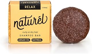Naturel Relax Moisturizing Shampoo Bar with Argan Oil and Colloidal Oatmeal for Curly or Dry Hair, Shampoo Bar for Frizzy Hair, Vegan, Zero Waste, Cruelty Free, Made in USA