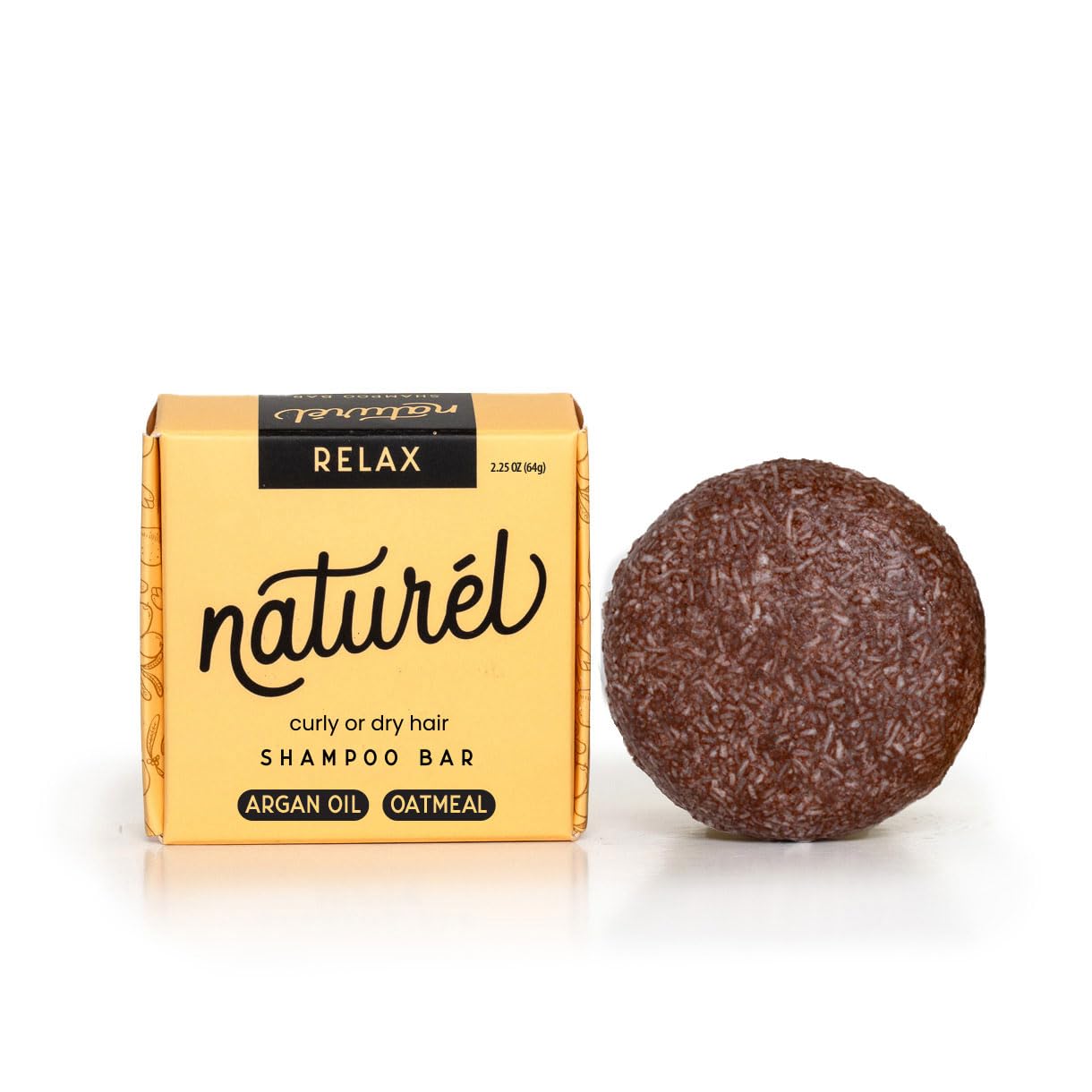 Naturel Relax Moisturizing Shampoo Bar with Argan Oil and Colloidal Oatmeal for Curly or Dry Hair, Shampoo Bar for Frizzy Hair, Vegan, Zero Waste, Cruelty Free, Made in USA