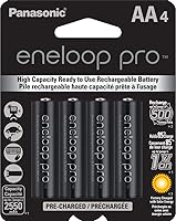 Vista 2 de Eneloop Panasonic BK-3HCCA4BA pro AA Baterías recargables precargadas Ni-MH de alta capacidad, paquete de 4, negro y batería recargable avanzada