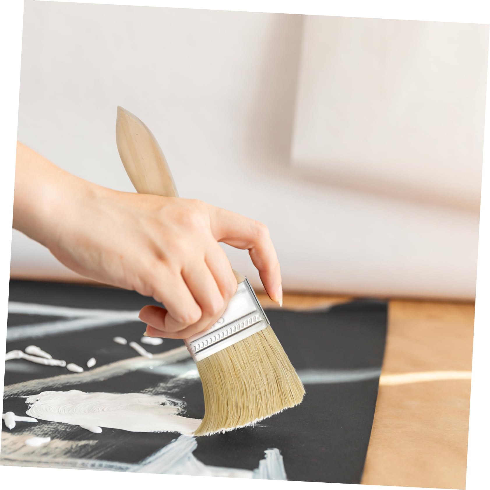 Hemobllo 30 Piezas Brochas Planas para con Mango de Madera Grueso Cerdas de Aplicador de Tinte para Madera y Paredes para Renovaciones y Proyectos Artísticos