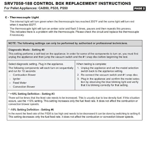 SRV7058-188 Control Box Circuit Board Replacement for EcoChoice PS35, PS50, CAB50, Replacement for Heatilator Eco-Choice Pellet Stoves, SRV7058-172