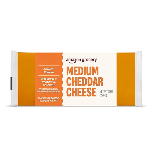 Marca Amazon – Happy Belly Barra de bloque de queso cheddar mediano, 8 onzas