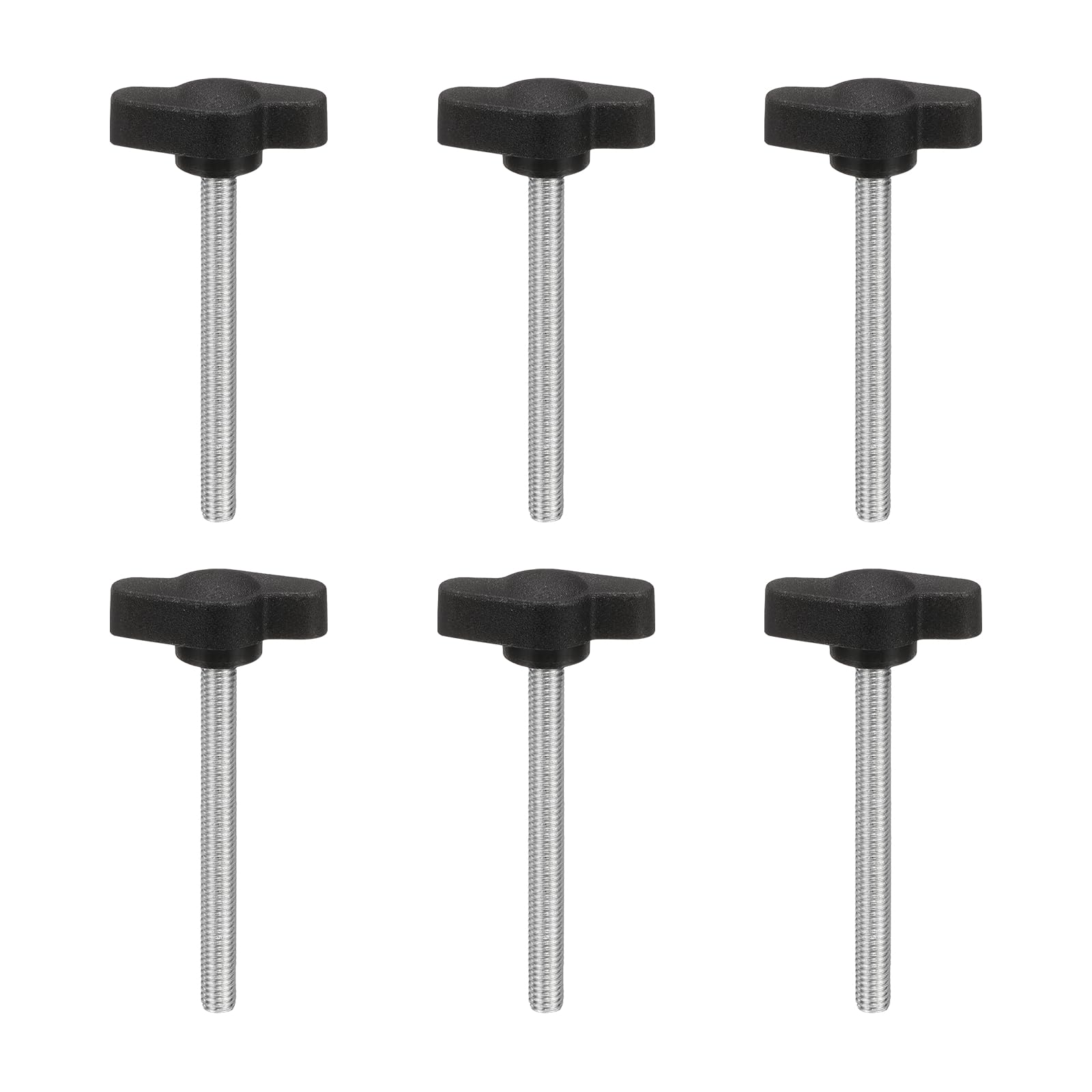 PATIKIL M5 x 50mm Tee Wing Thumb Screws, 6Pcs Carbon Steel Mechanical Handle Bolt Thumb Screws for Remove Replace Hand Clamping Tightening Knobs Power Supply, Black โ image 1