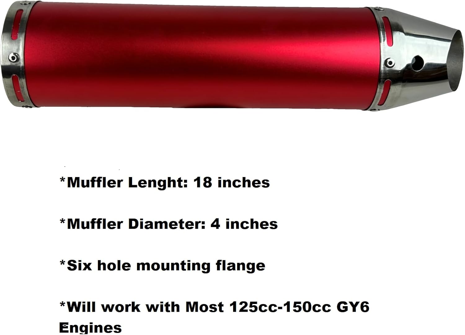 RedCap High Performance Muffler Exhaust System for 125cc 150cc GY6 Scooter Moped TaoTao Kymco Vitacci Benelli Beast 150 Upgrade for 152QMJ 157QMJ Engines (Red)